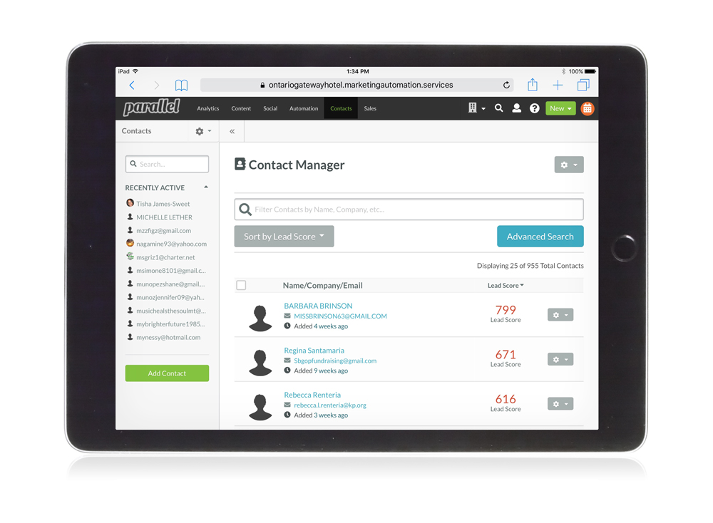 Marketing automation to capture sales leads with SharpSpring Contact Manager. 